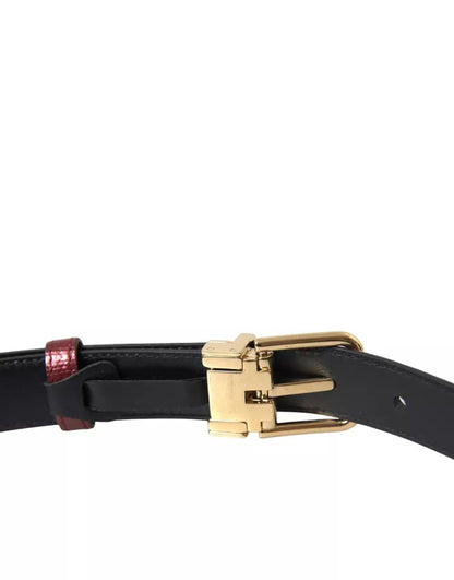  - Maroon Leather Gold Metal Buckle Men Belt