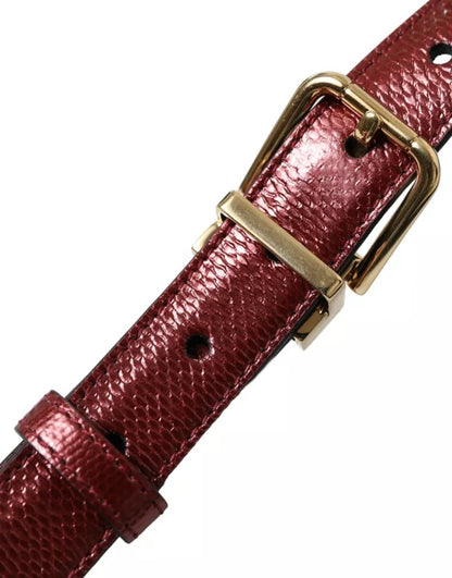  - Maroon Leather Gold Metal Buckle Men Belt