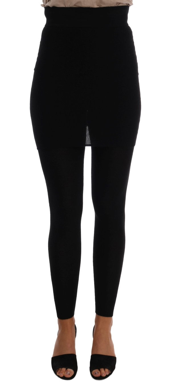  - Elegant Black Cashmere Silk Stretch Pants