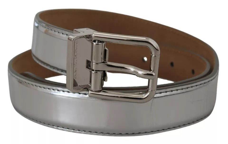 Silver Leather Metal Buckle Belt - The Luxe Alliance