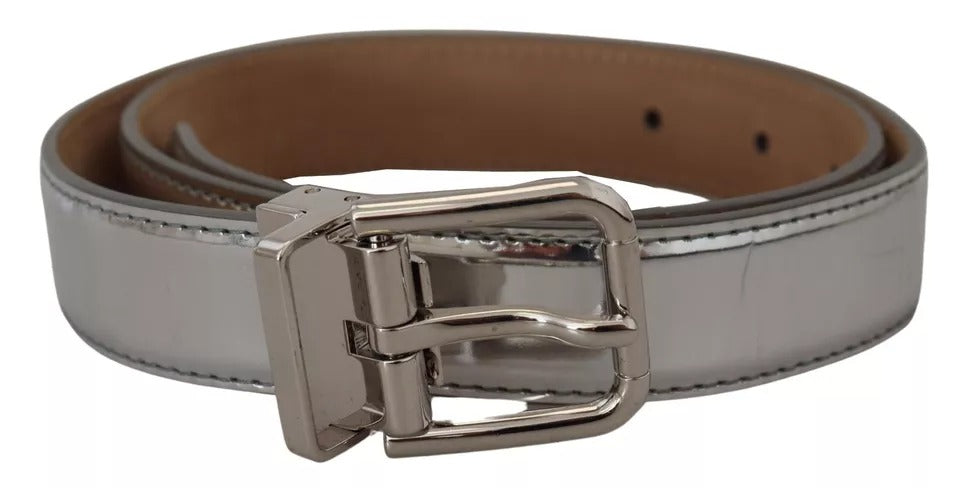 Silver Leather Metal Buckle Belt - The Luxe Alliance