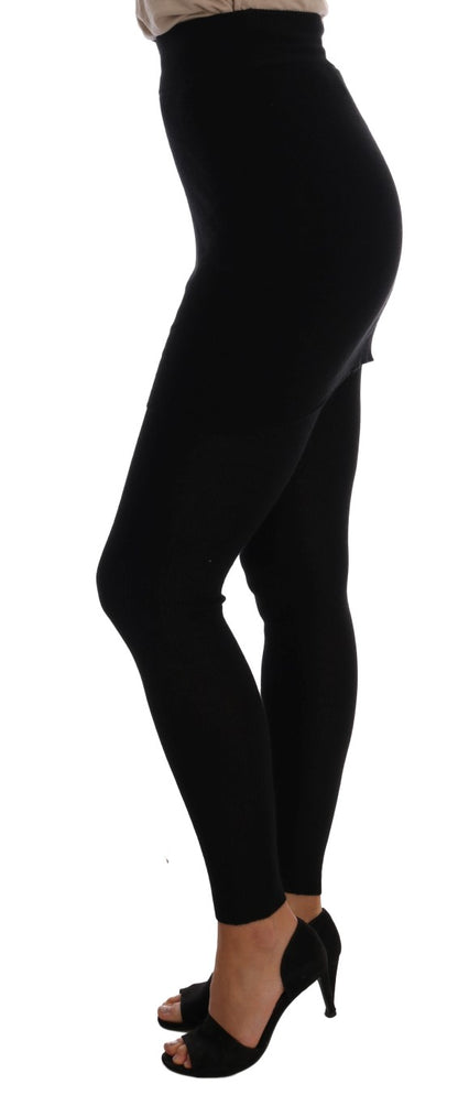  - Elegant Black Cashmere Silk Stretch Pants