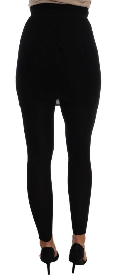  - Elegant Black Cashmere Silk Stretch Pants