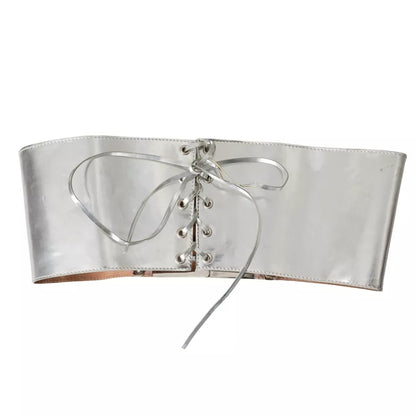 Silver Tone Brass Embellished Waist Belt - The Luxe Alliance