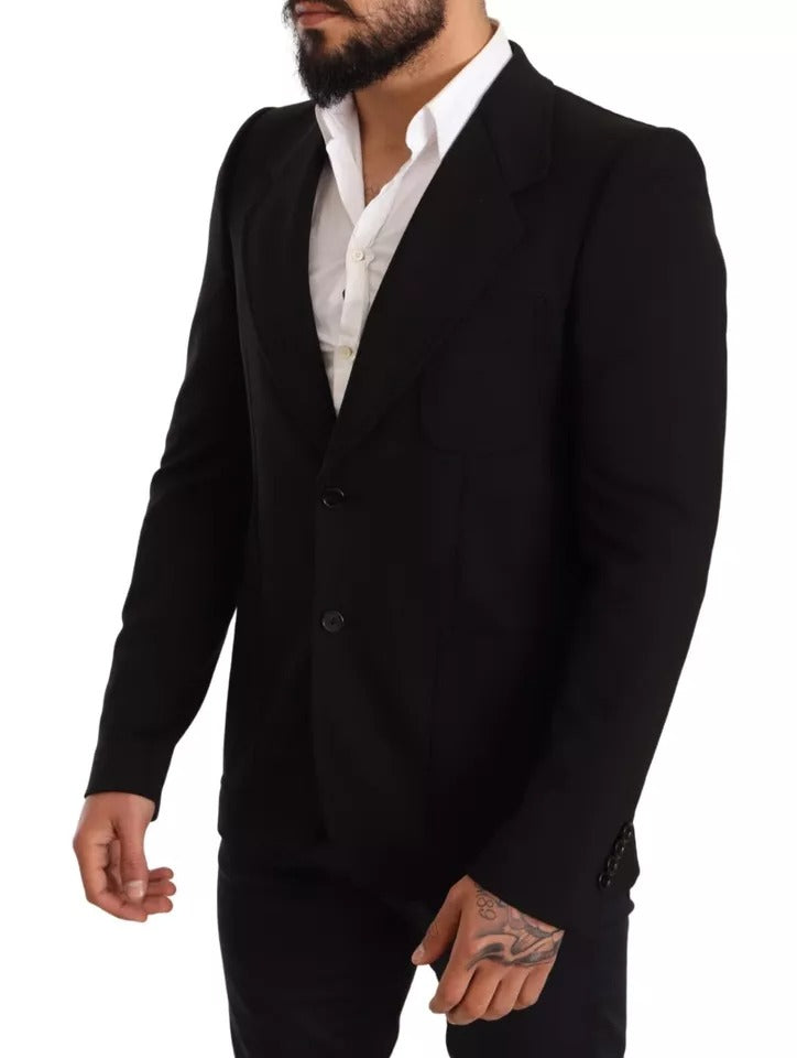  - Black Wool Slim Fit Coat Jacket Blazer