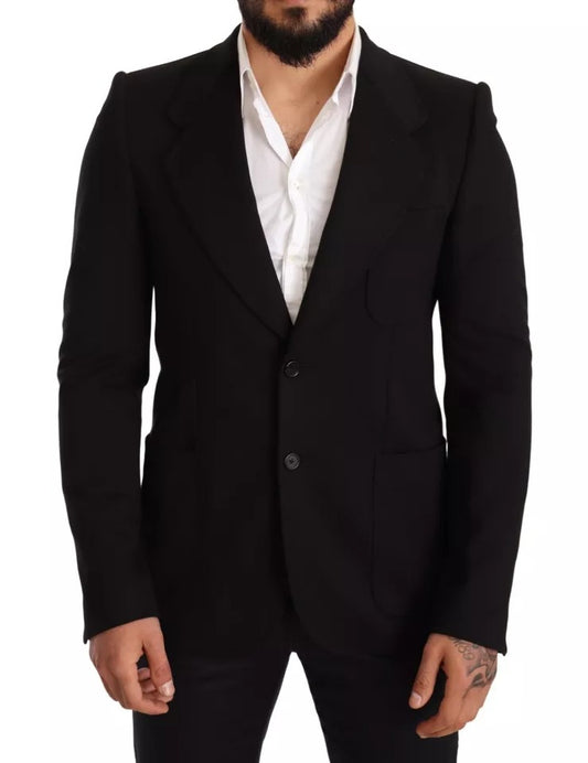  - Black Wool Slim Fit Coat Jacket Blazer