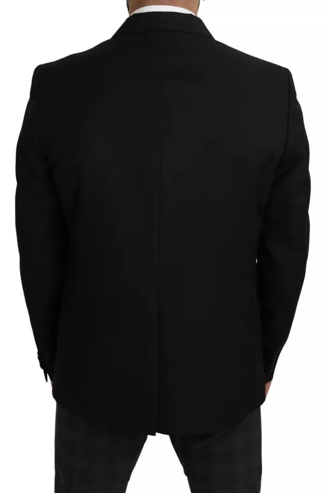  - Black Wool Slim Fit Notch Jacket Blazer