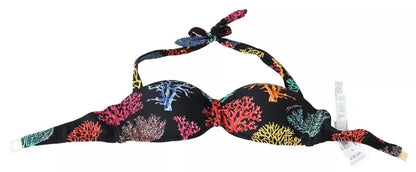  - Black Corals Print Swimsuit Beachwear Bikini Top