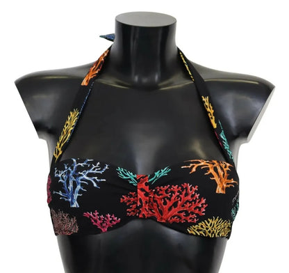  - Black Corals Print Swimsuit Beachwear Bikini Top