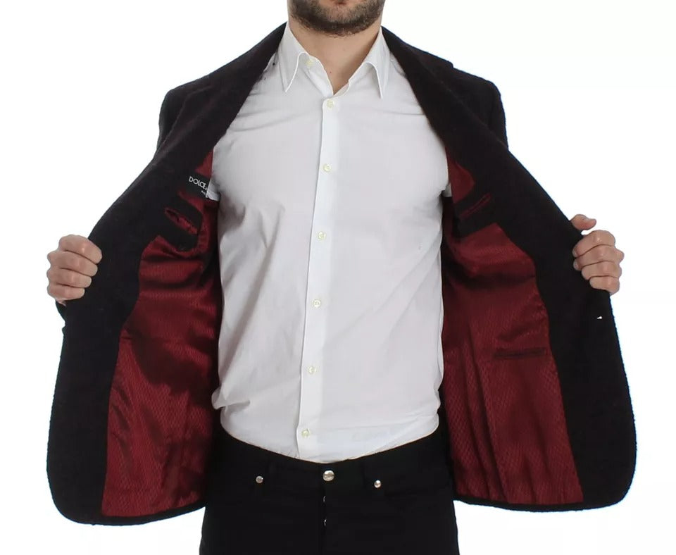  - Bordeaux Alpaca Two Button Jacket Blazer