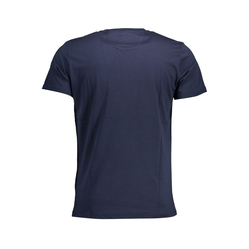 Blue Crew Neck Cotton T-Shirt – Short Sleeved with Logo Print