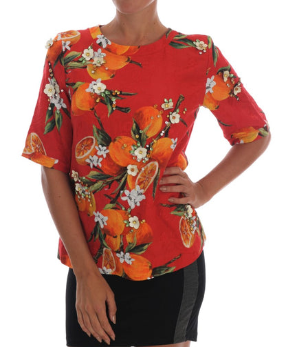 Embellished Crepe Blouse with Blossom Print - The Luxe Alliance