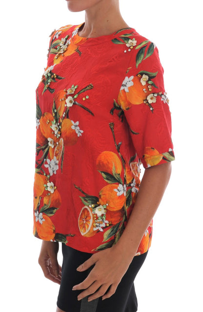 Embellished Crepe Blouse with Blossom Print - The Luxe Alliance