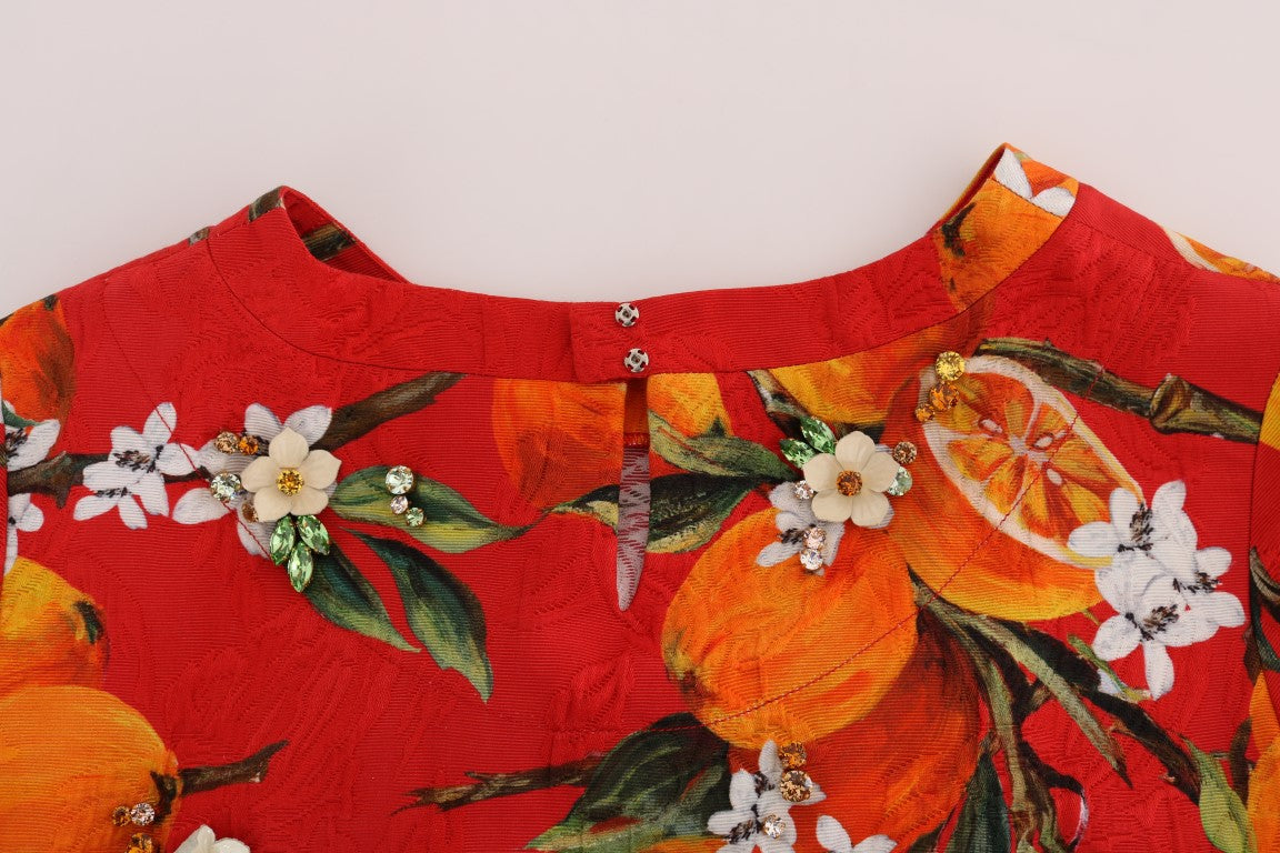 Embellished Crepe Blouse with Blossom Print - The Luxe Alliance