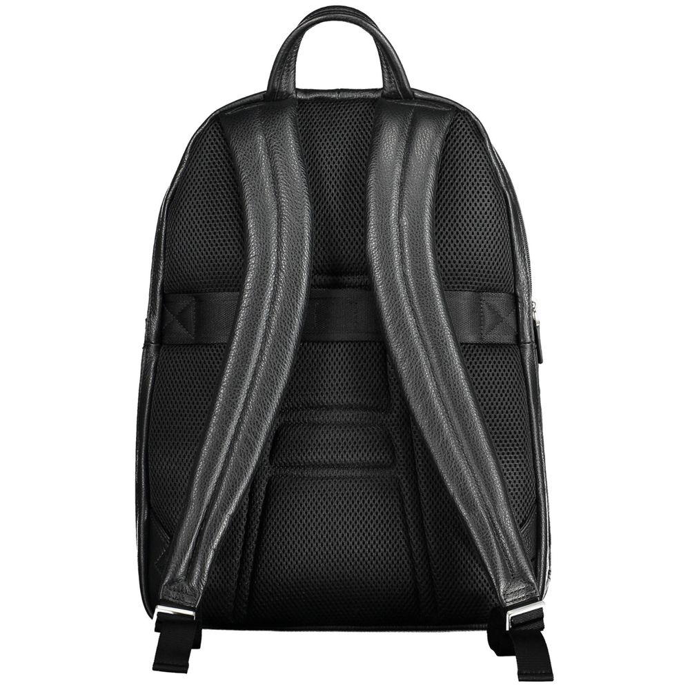  - Black Leather Men Backpack