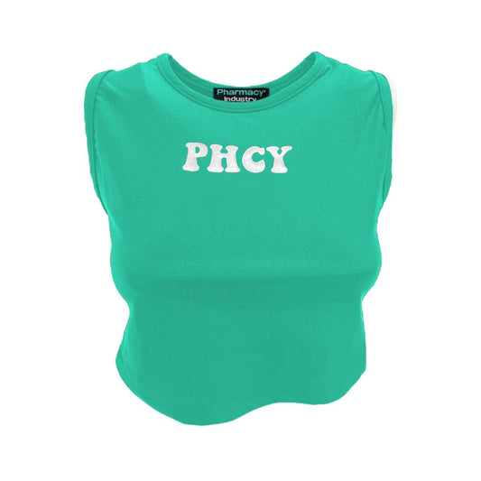  - Sleeveless Lycra Logo Print Top – Emerald Green