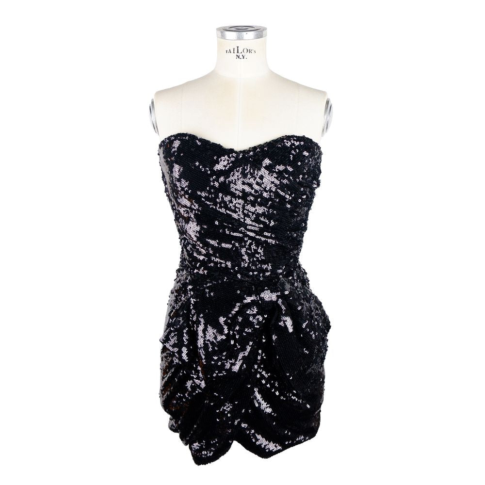  - Strapless Sequined Black Bow Dress