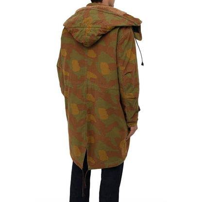  - Camo Textured Hooded Parka with Leather Details