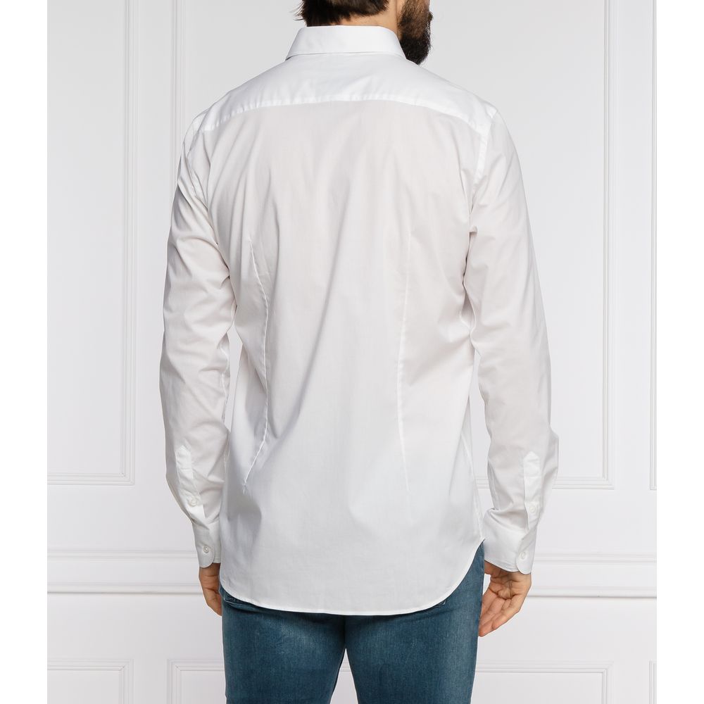  - Slim Fit White Cotton Shirt with Eagle Logo