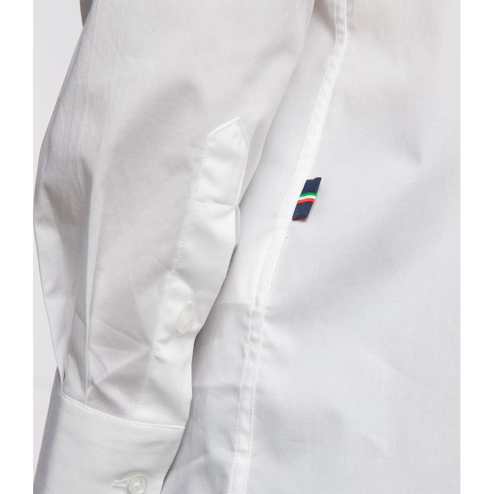  - Slim Fit White Cotton Shirt with Eagle Logo