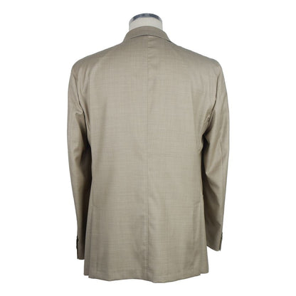  - Beige Wool Men Blazer