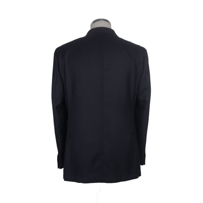 Elegant Dark Blue Italian Wool Jacket - The Luxe Alliance