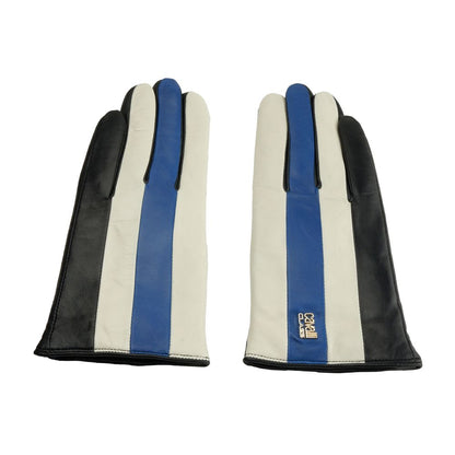  - Elegant Black and Blue Lambskin Gloves