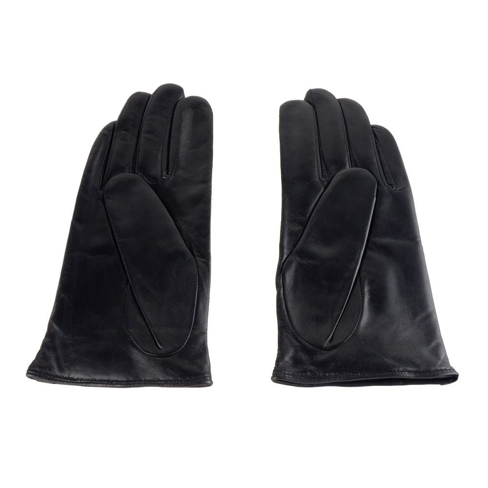  - Elegant Black and Blue Lambskin Gloves