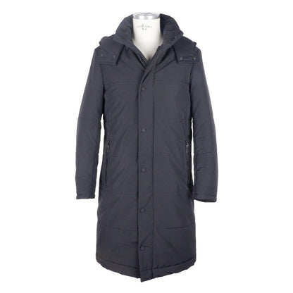  - Black Wool Men Raincoat