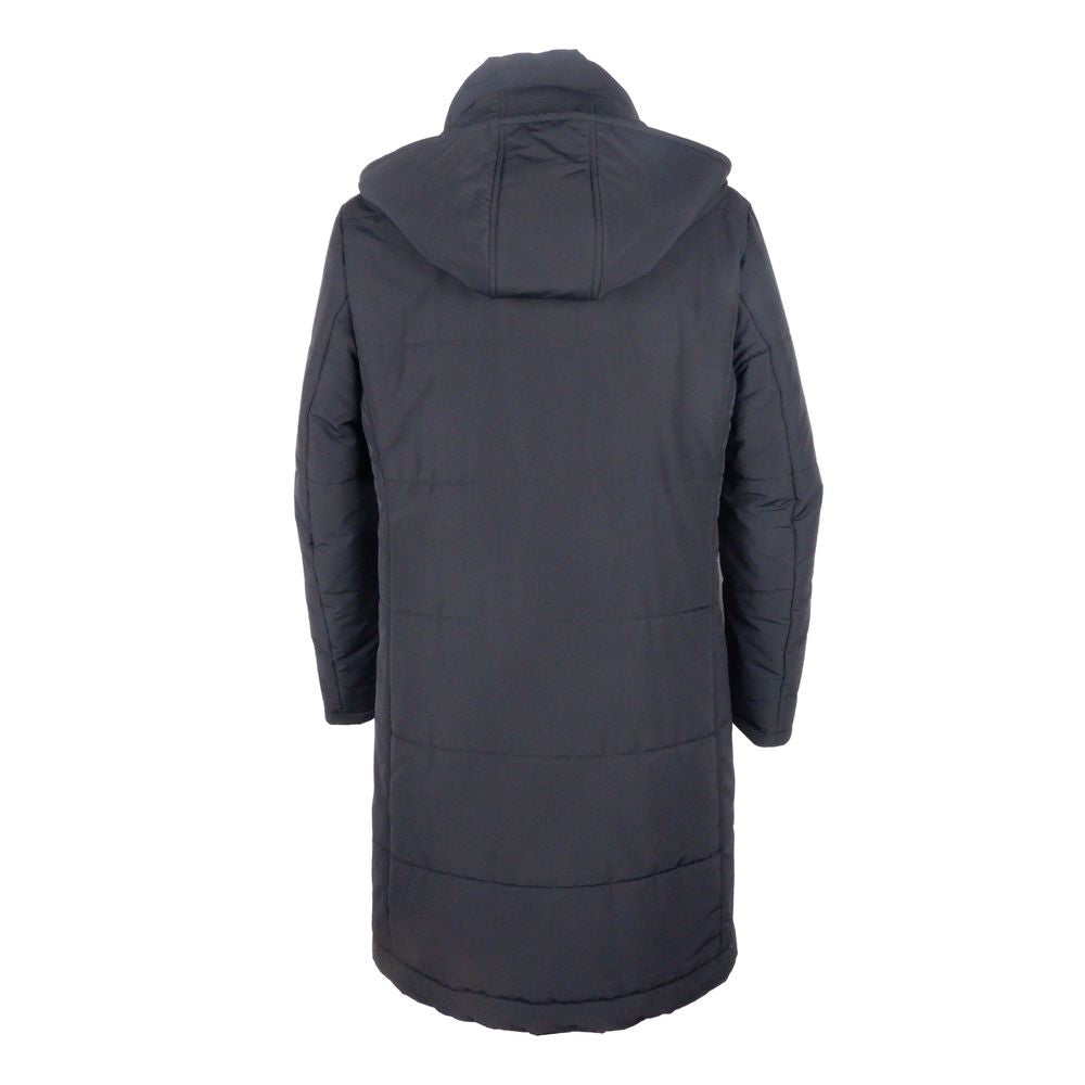  - Black Wool Men Raincoat