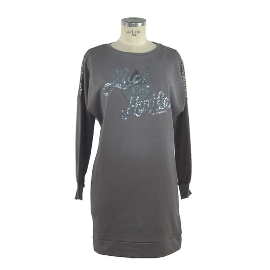  - Gray Cotton Women Sweatshirt Dress