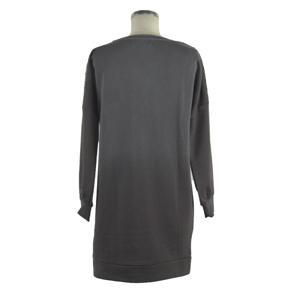  - Gray Cotton Women Sweatshirt Dress