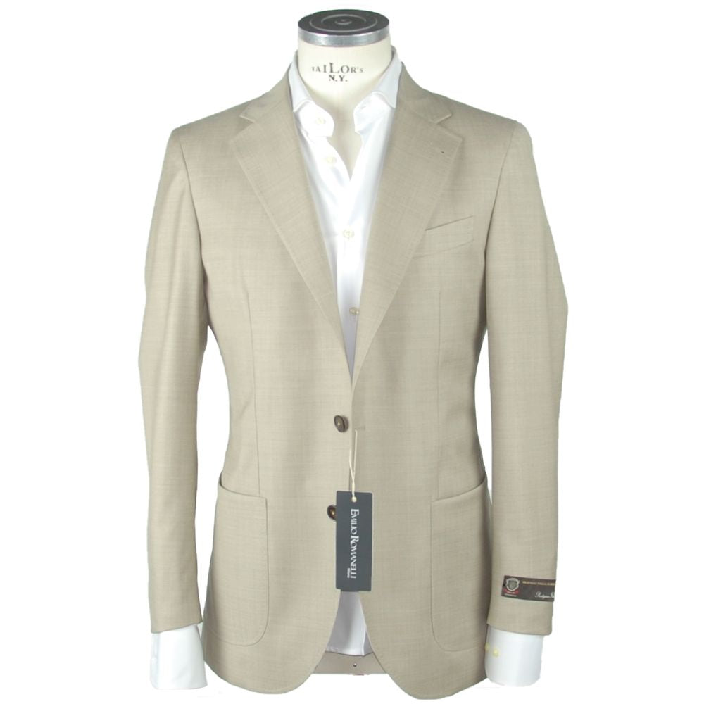  - Beige Wool Men Blazer