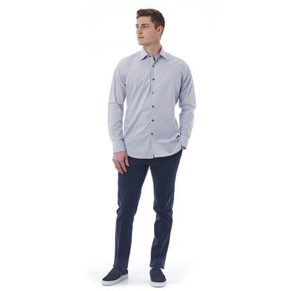  - Gray Cotton Men Shirt