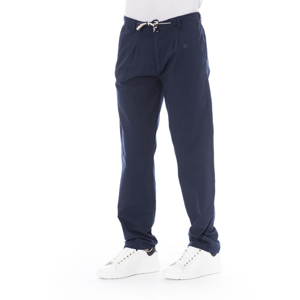  - Blue Cotton Men Chino Pants