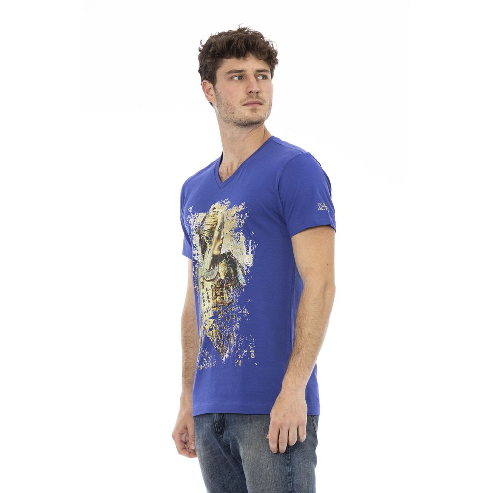  - Blue Cotton Men T-Shirt