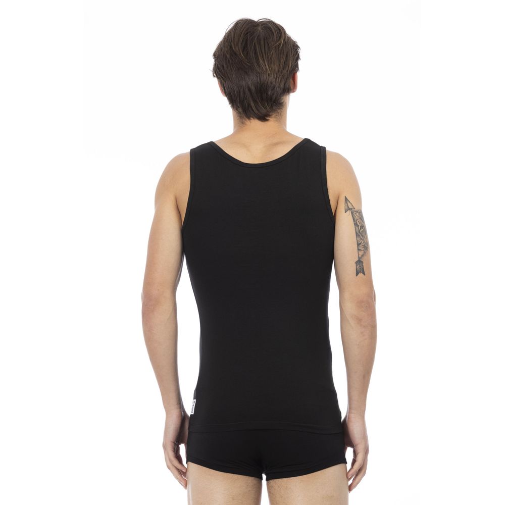 Black Cotton Men Tank Top