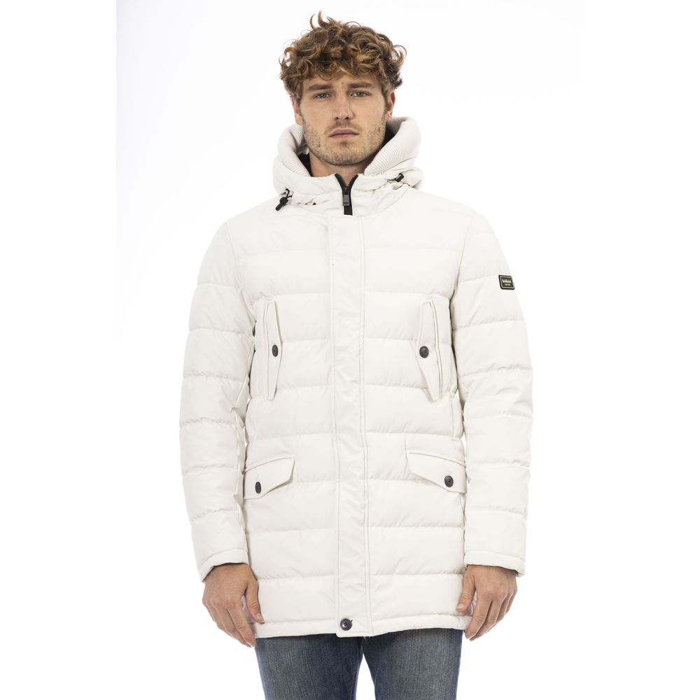  - White Polyester Men's Hooded Jacket