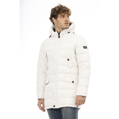  - White Polyester Men's Hooded Jacket