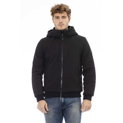  - Black Polyester Men Jacket