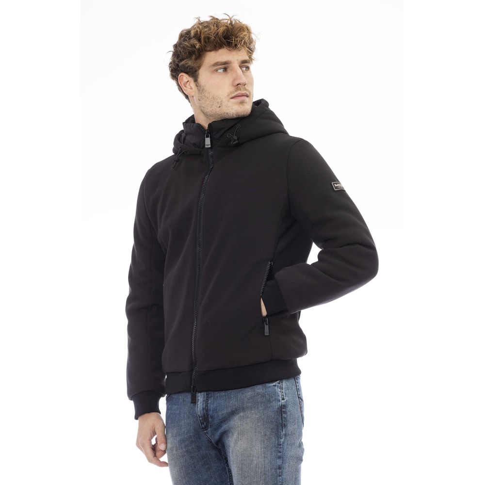  - Black Polyester Men Jacket