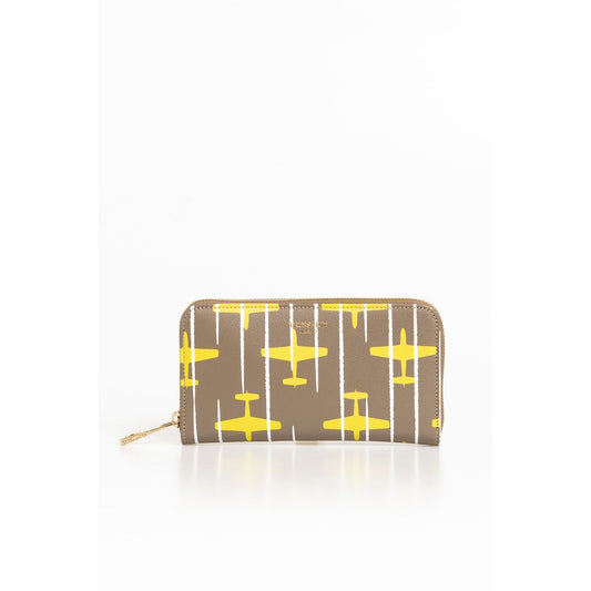 Trussardi Beige Leather Women Wallet - Airplane-Themed Elegance