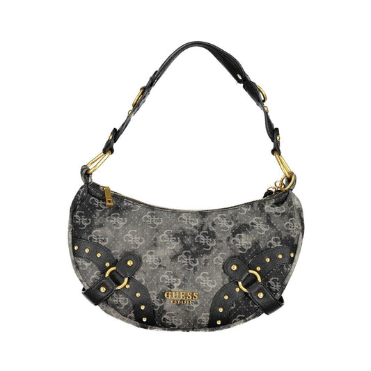  - Grey and Black Polyester Handbag