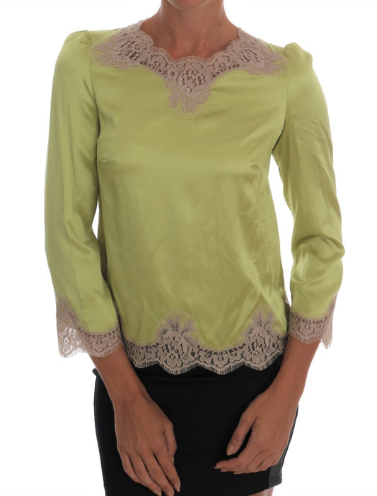  - Elegant Floral Lace Silk Blouse