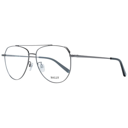 Bally Gray Unisex Optical Frames – Gunmetal Aviator Style