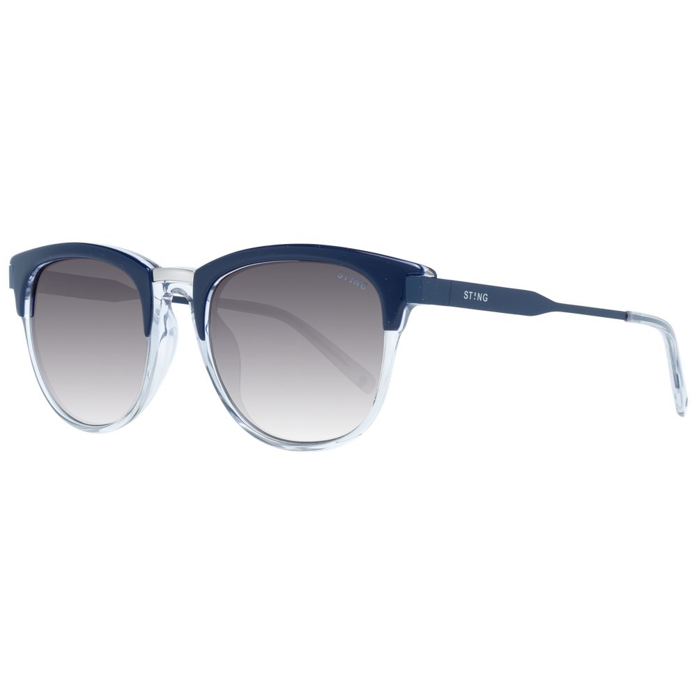 Sting Unisex Sunglasses – Blue Rectangular Frame, Grey Mirrored Lenses