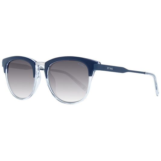 Sting Unisex Sunglasses – Blue Rectangular Frame, Grey Mirrored Lenses