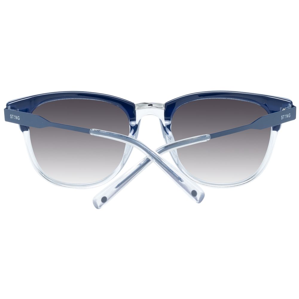 Sting Unisex Sunglasses – Blue Rectangular Frame, Grey Mirrored Lenses