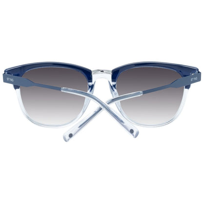 Sting Unisex Sunglasses – Blue Rectangular Frame, Grey Mirrored Lenses