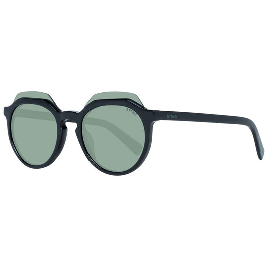 Sting Unisex Sunglasses – Black Half-Rim Frame, Green Mirrored Lenses
